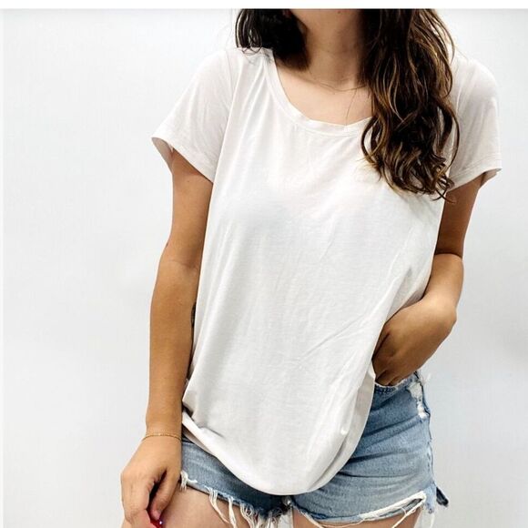 Athleta Basic White Scoop Neck Short Sleeve Basic Layering Tee Shirt XS - Picture 1 of 8